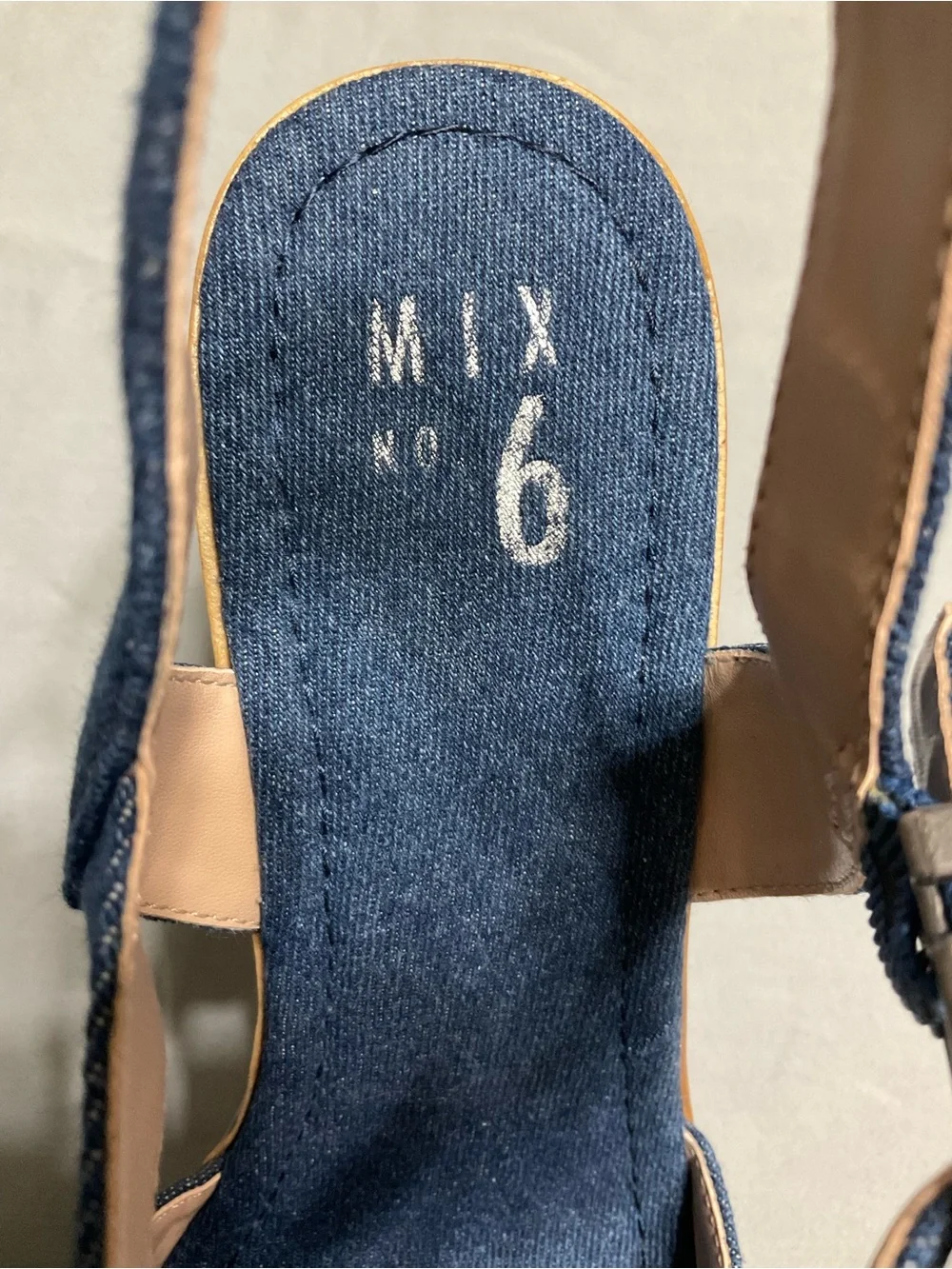Mix No. 6 Navy Denim Open-Toe Slingback Block Heels Size 9